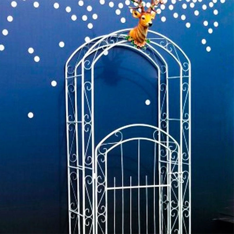 European Style Courtyard Villa Iron Arch Flower Stand With Door Vine Rose Outdoor Climbing Frame