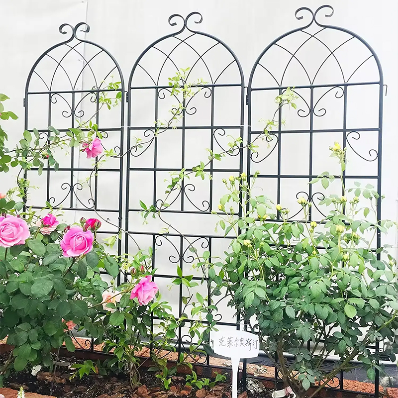 What decorations would go best with a European-style old-fashioned iron climbing rack or flower rack?